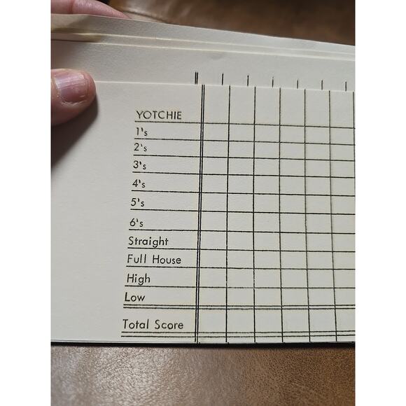Vintage Yotchie Dice Poker Game Record Score Sheet 42 Piece Replacement Cards - Picture 2 of 3